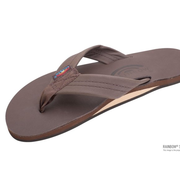 RAINBOW - Single Layer Arch Support Classic Leather 1" Strap  - Size 7 - Mocha - Picture 1 of 8